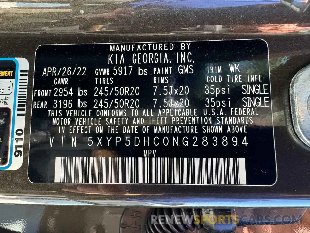 10 Фотография поврежденного автомобиля 5XYP5DHC0NG283894 KIA TELLURIDE 2022