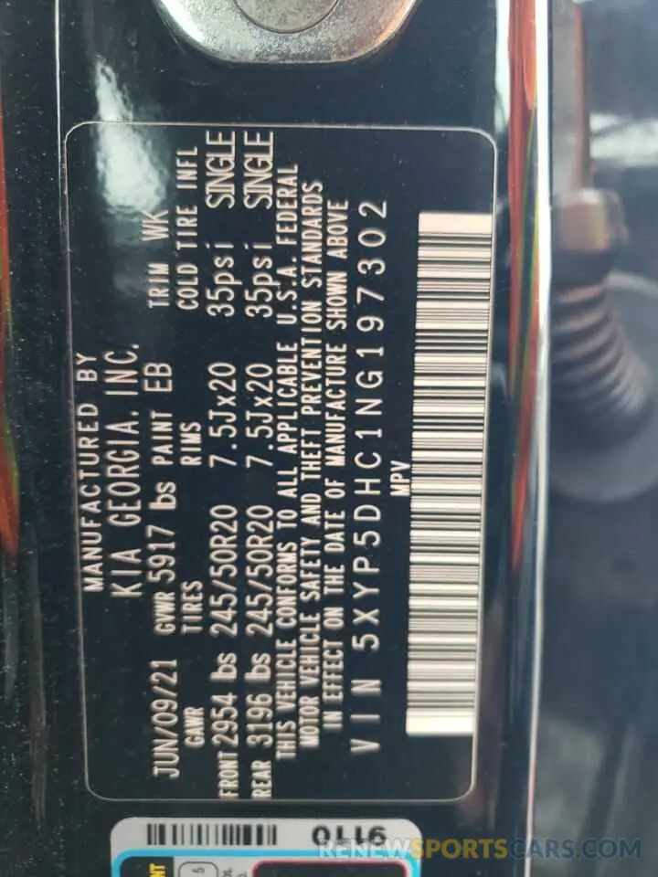 13 Photograph of a damaged car 5XYP5DHC1NG197302 KIA TELLURIDE 2022