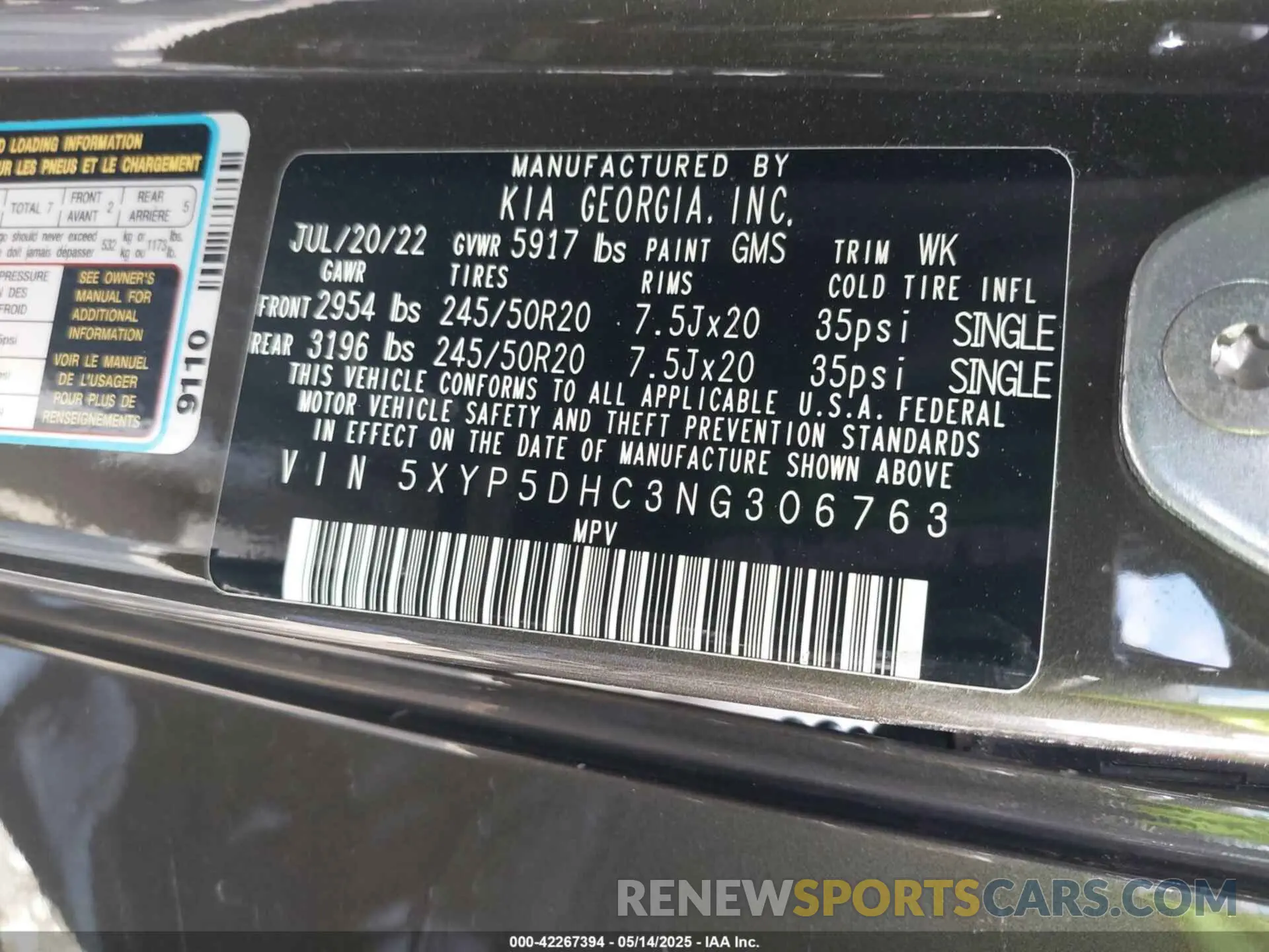 9 Photograph of a damaged car 5XYP5DHC3NG306763 KIA TELLURIDE 2022