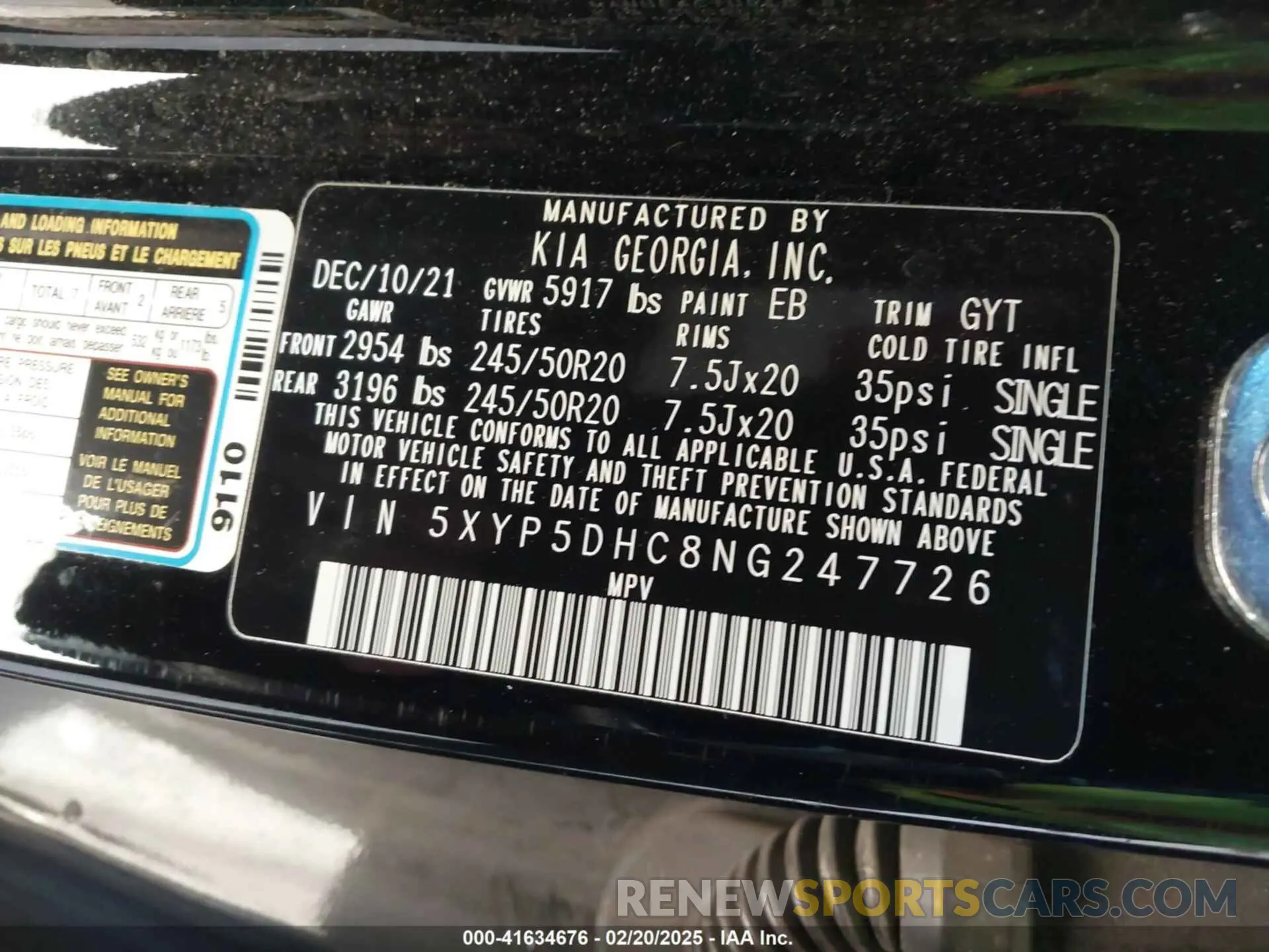 9 Photograph of a damaged car 5XYP5DHC8NG247726 KIA TELLURIDE 2022