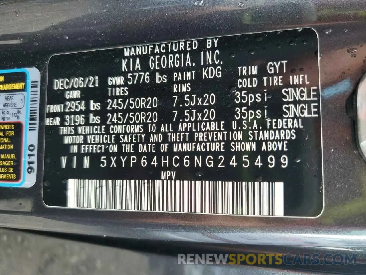 13 Photograph of a damaged car 5XYP64HC6NG245499 KIA TELLURIDE 2022