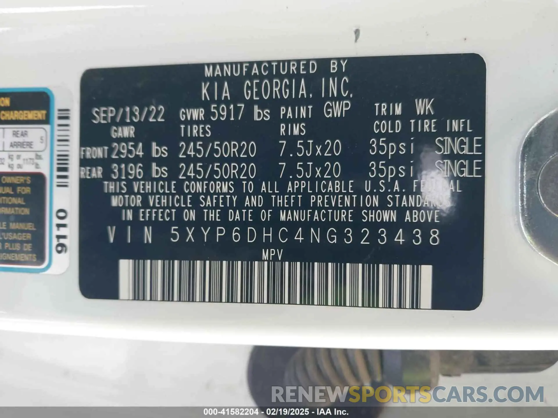 9 Photograph of a damaged car 5XYP6DHC4NG323438 KIA TELLURIDE 2022
