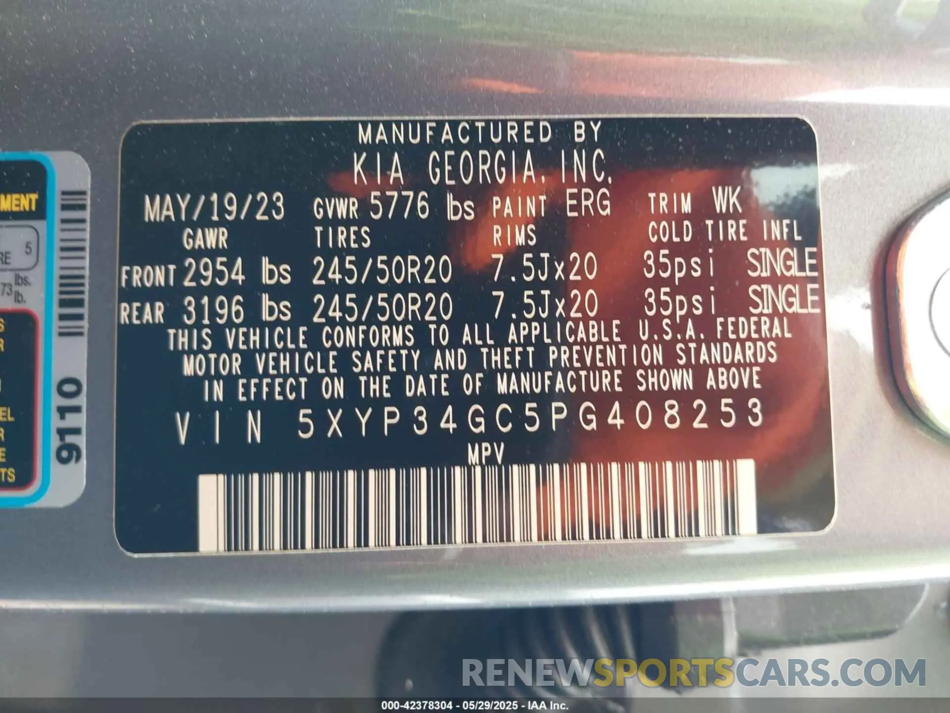9 Photograph of a damaged car 5XYP34GC5PG408253 KIA TELLURIDE 2023