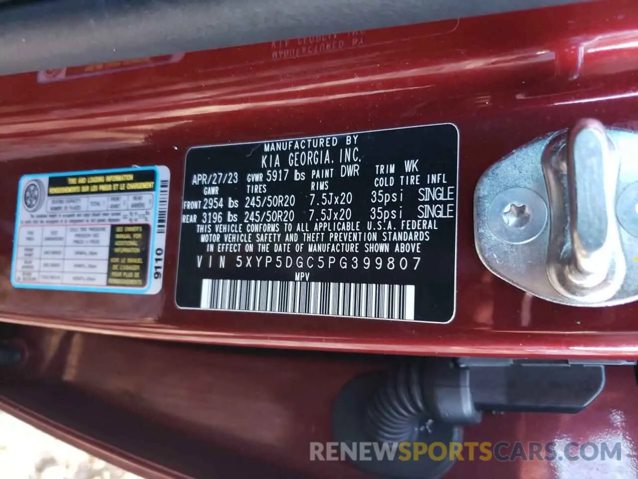 15 Photograph of a damaged car 5XYP5DGC5PG399807 KIA TELLURIDE 2023