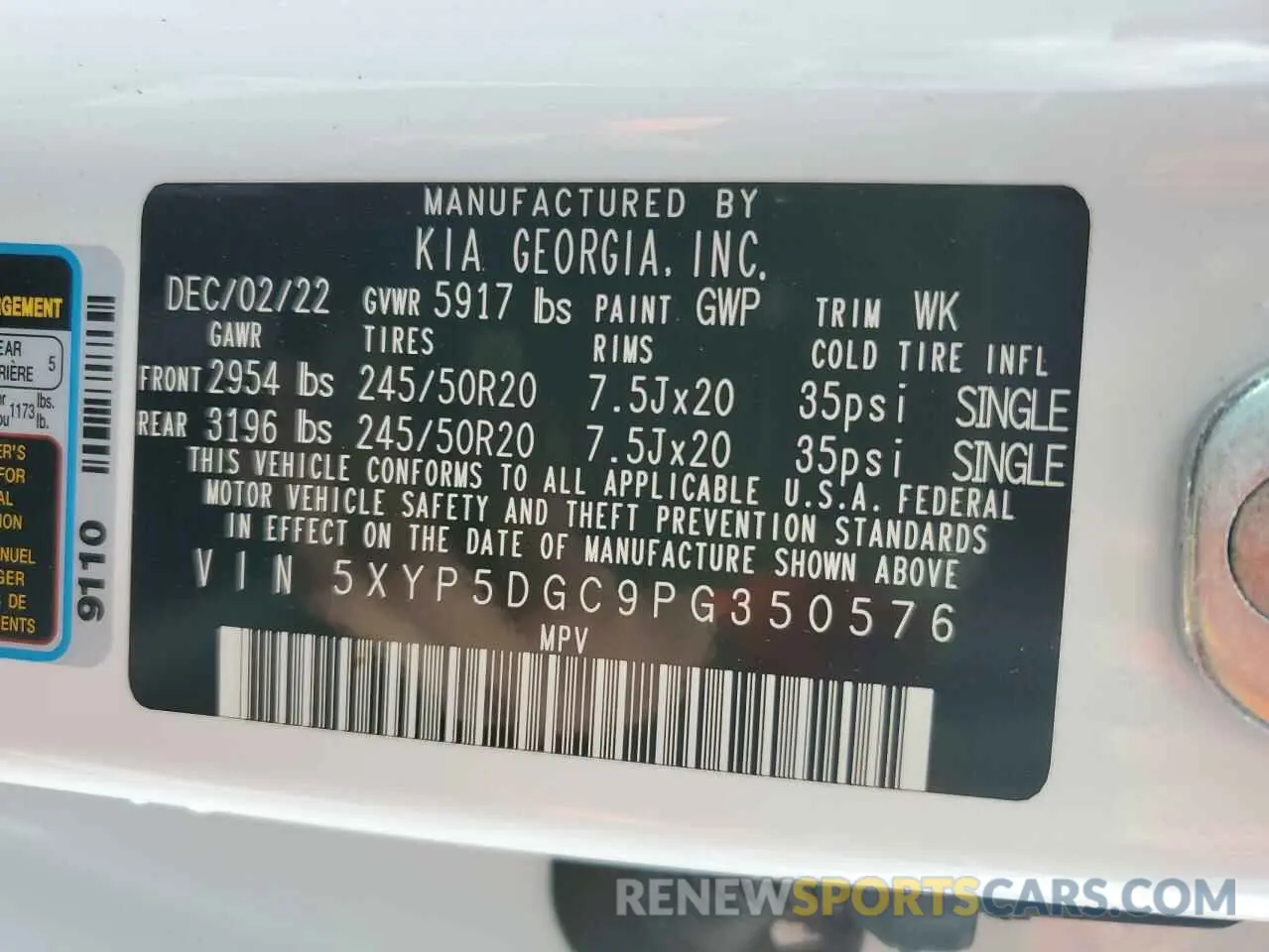 13 Photograph of a damaged car 5XYP5DGC9PG350576 KIA TELLURIDE 2023