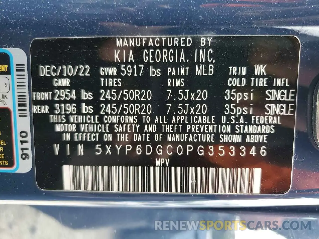 13 Фотография поврежденного автомобиля 5XYP6DGC0PG353346 KIA TELLURIDE 2023