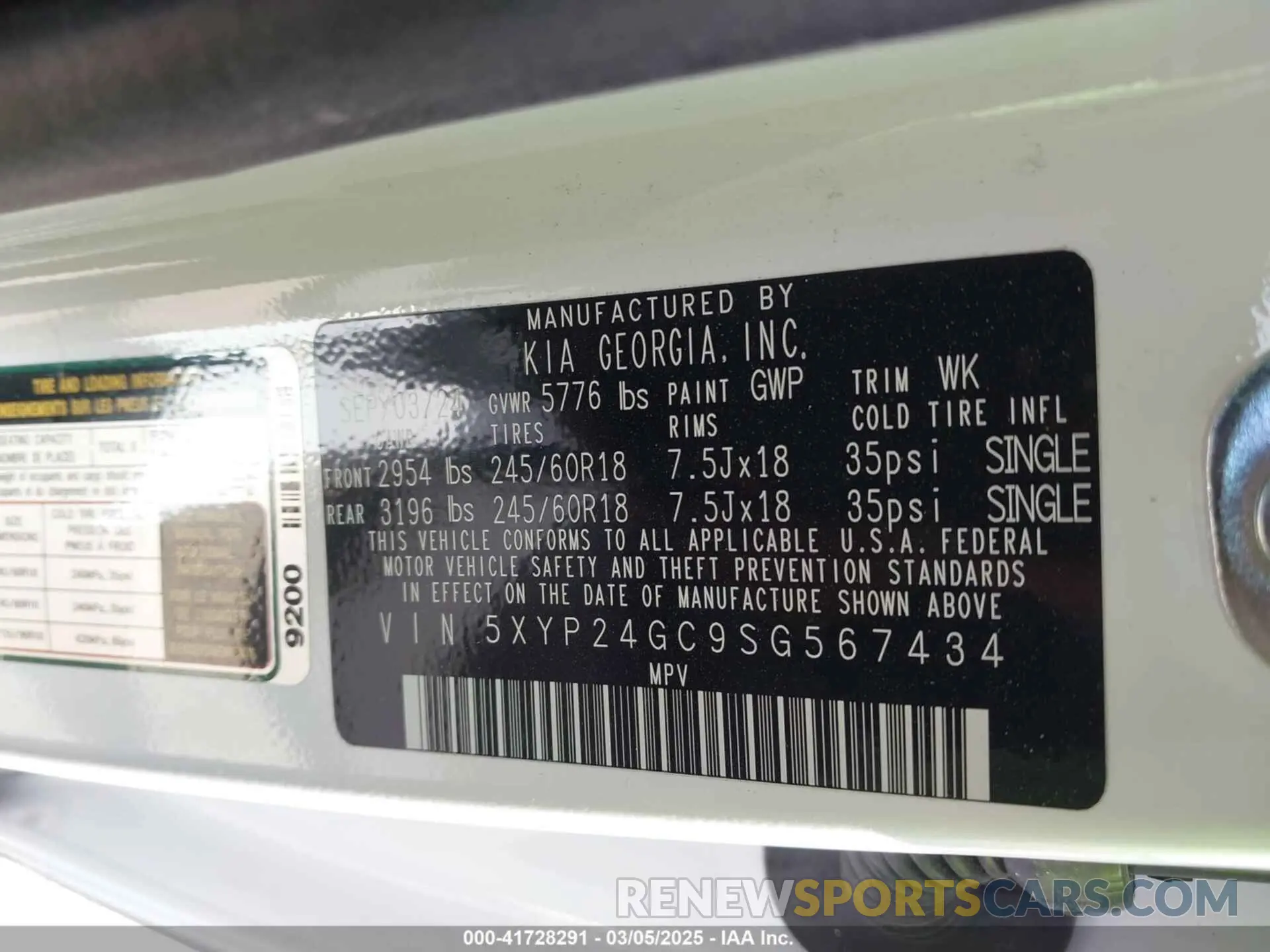 9 Фотография поврежденного автомобиля 5XYP24GC9SG567434 KIA TELLURIDE 2025