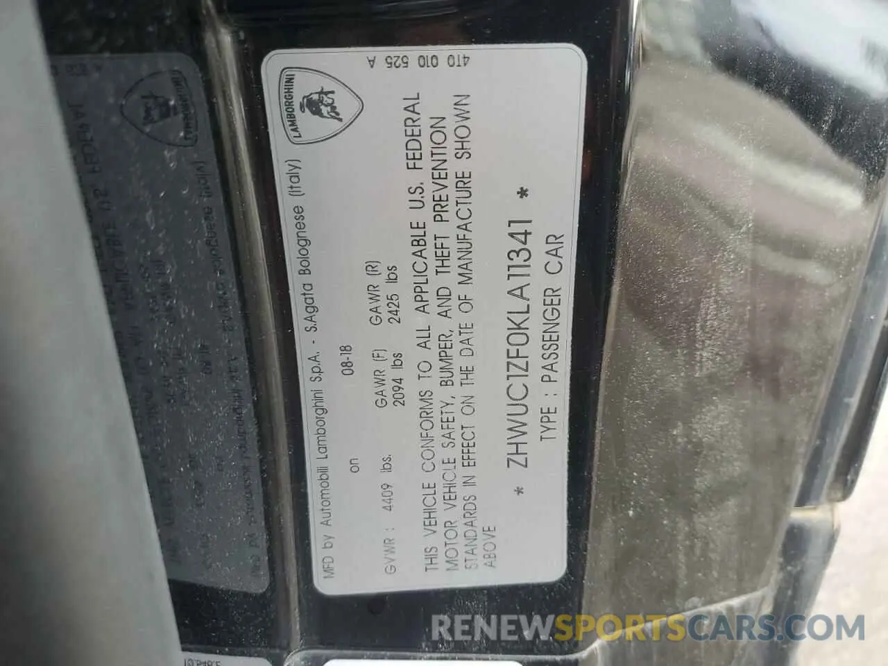 13 Фотография поврежденного автомобиля ZHWUC1ZF0KLA11341 LAMBORGHINI ALL MODELS 2019