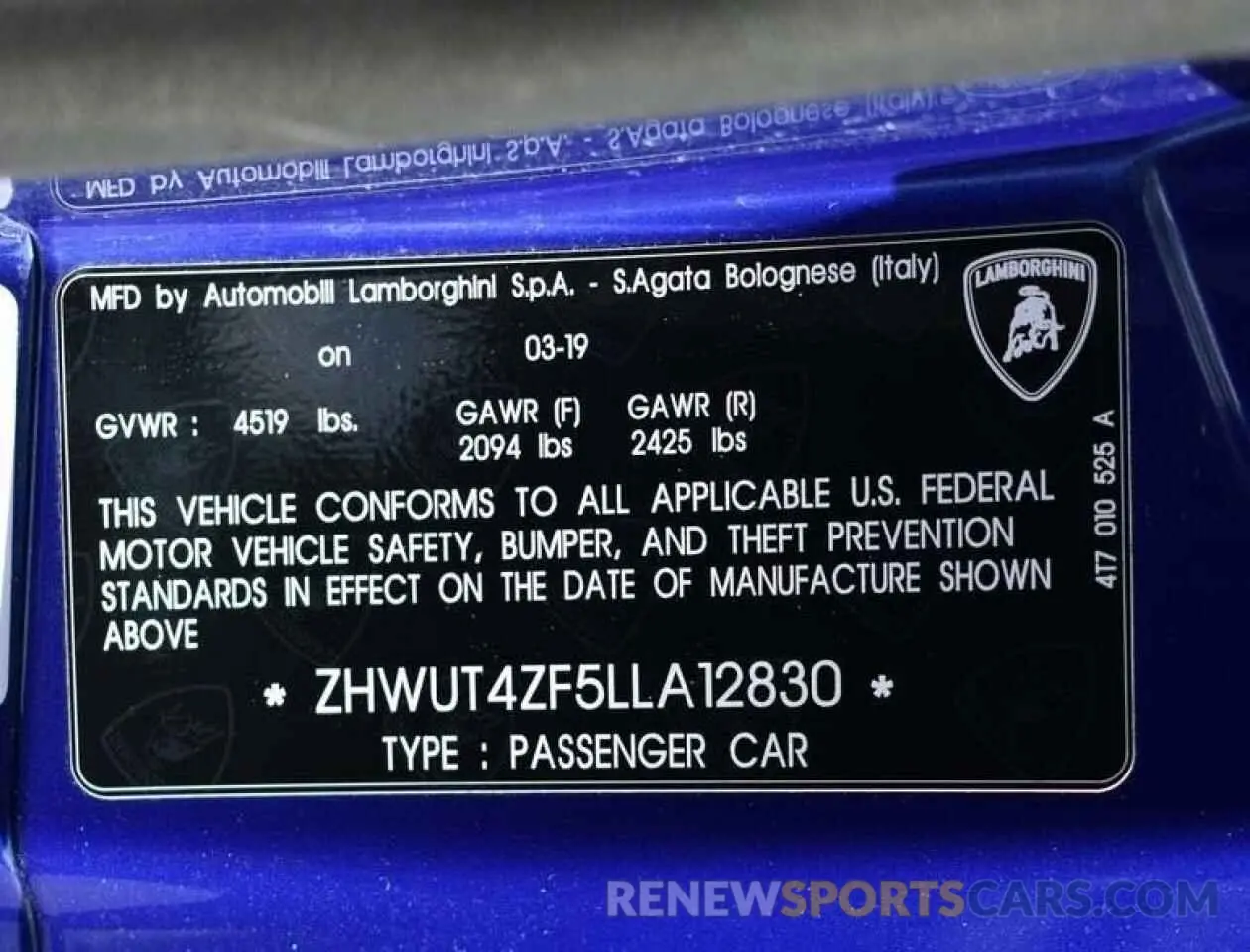 10 Photograph of a damaged car ZHWUT4ZF5LLA12830 LAMBORGHINI ALL MODELS 2020