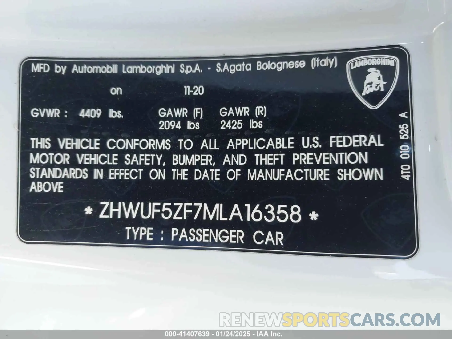 9 Photograph of a damaged car ZHWUF5ZF7MLA16358 LAMBORGHINI HURACAN EVO 2021
