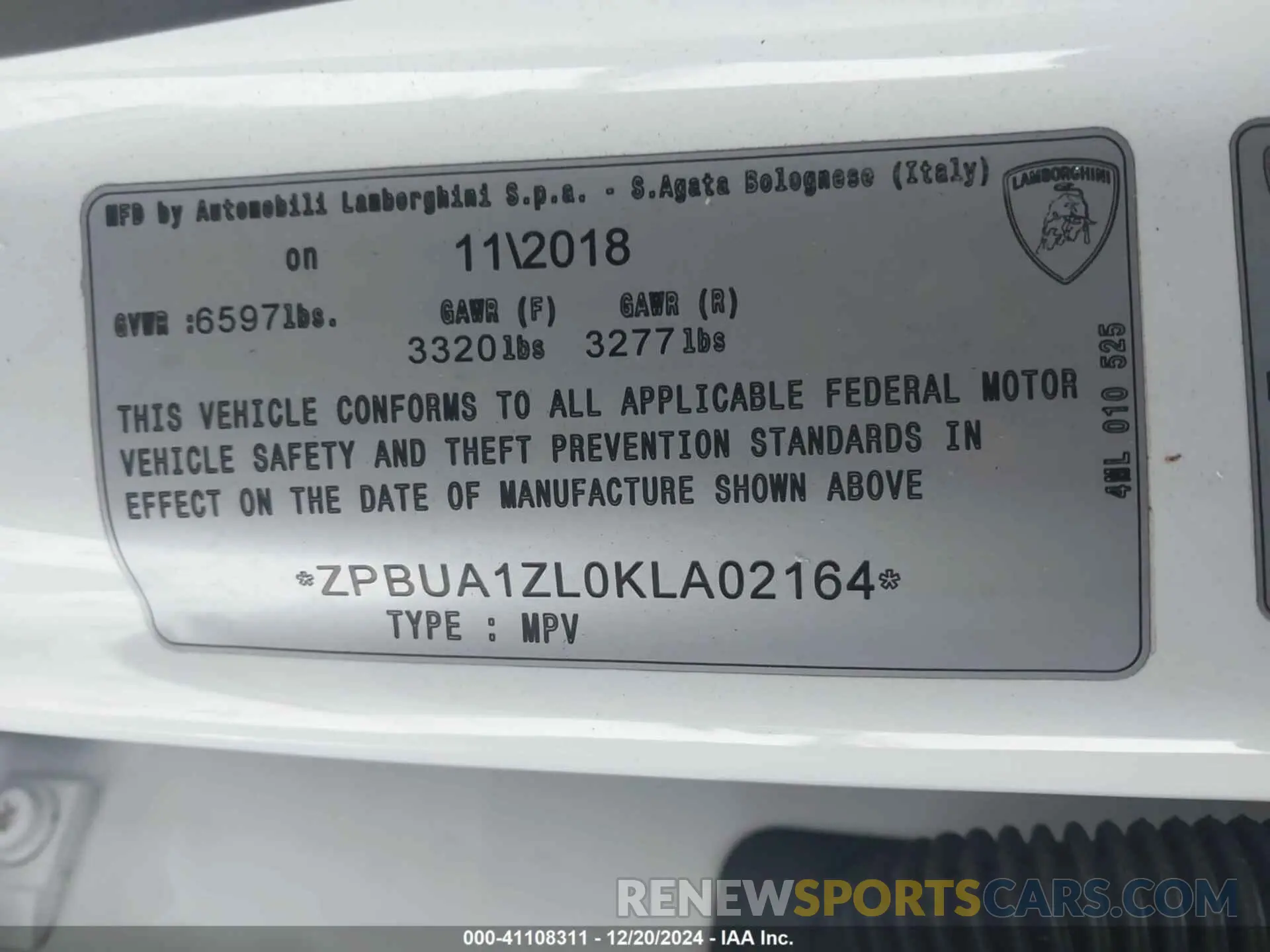 9 Photograph of a damaged car ZPBUA1ZL0KLA02164 LAMBORGHINI URUS 2019