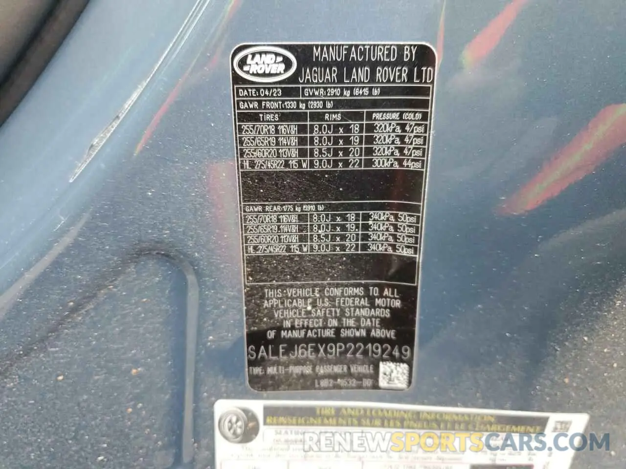 13 Фотография поврежденного автомобиля SALEJ6EX9P2219249 LAND ROVER ALL OTHER 2023