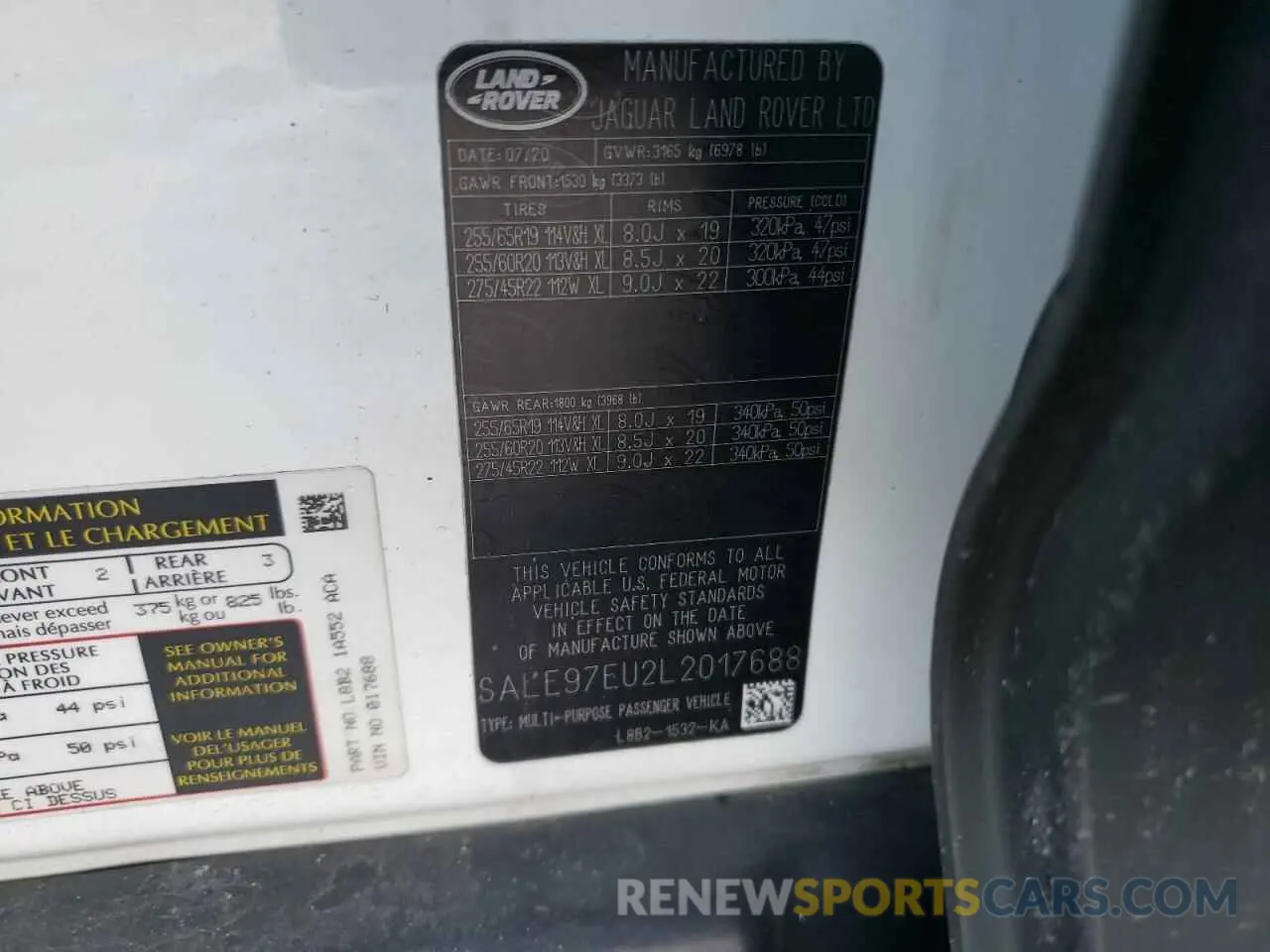 12 Фотография поврежденного автомобиля SALE97EU2L2017688 LAND ROVER DEFENDER 2020