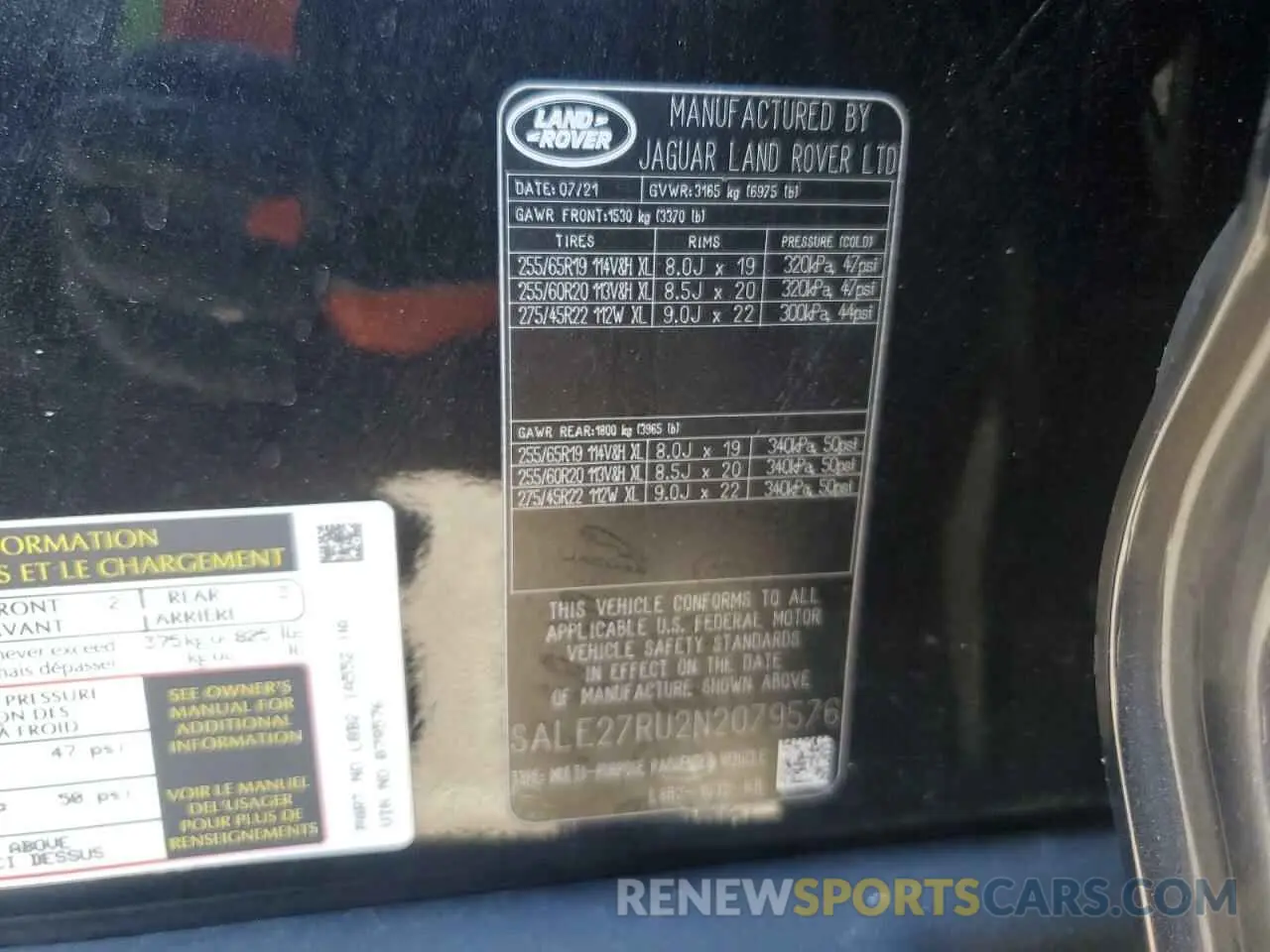 16 Фотография поврежденного автомобиля SALE27RU2N2079576 LAND ROVER DEFENDER 2022