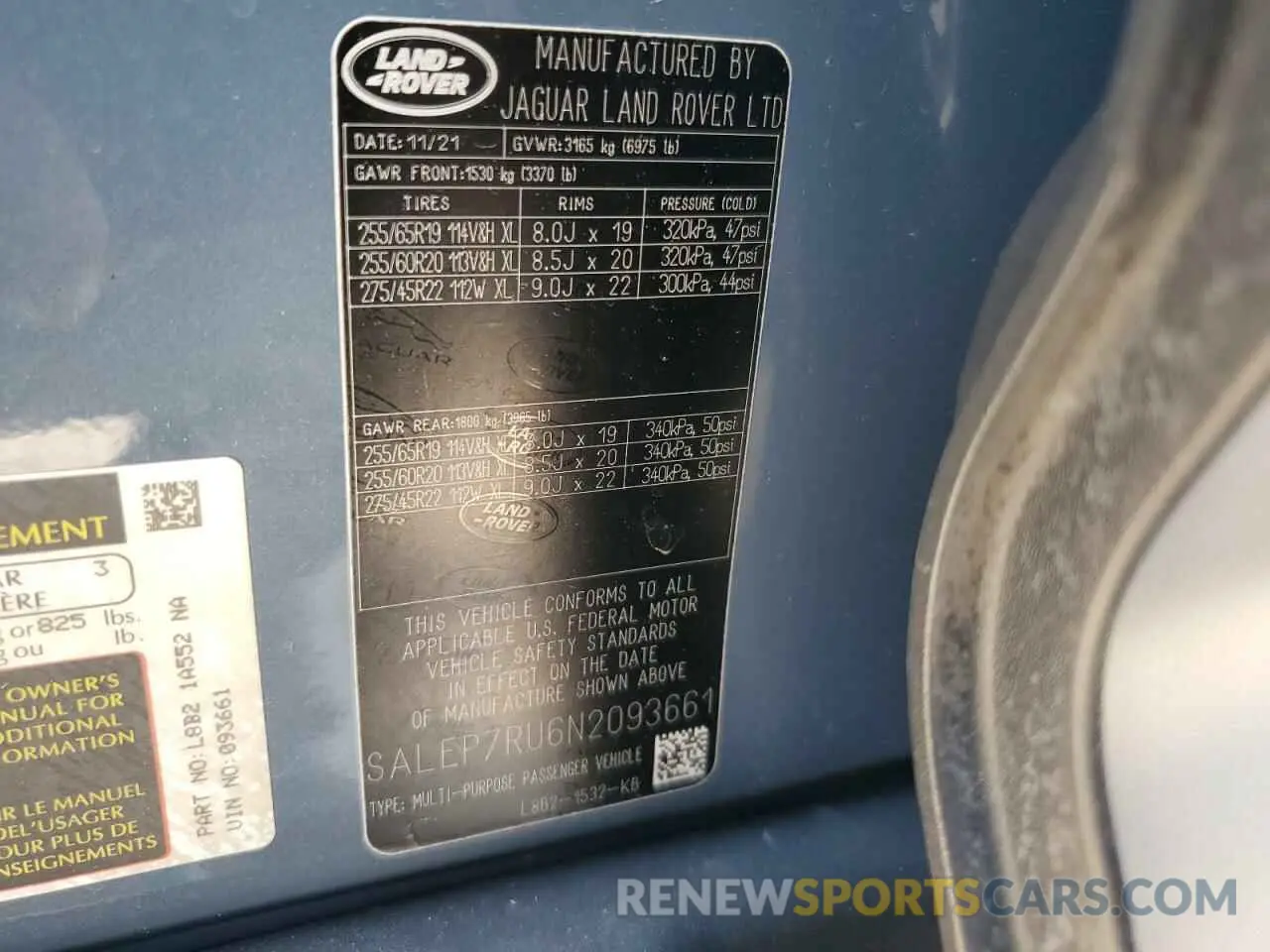 13 Photograph of a damaged car SALEP7RU6N2093661 LAND ROVER DEFENDER 2022