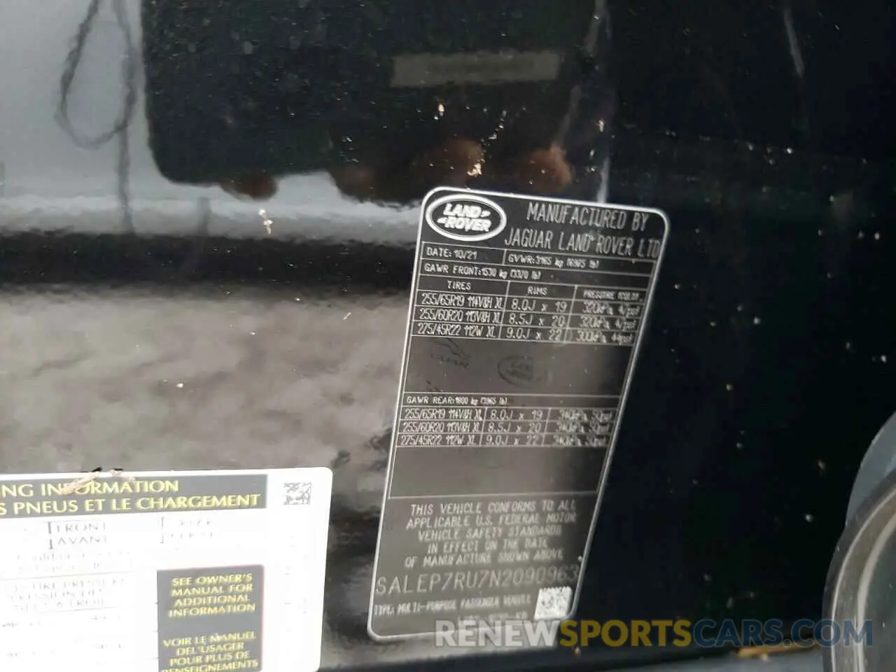 10 Photograph of a damaged car SALEP7RU7N2090963 LAND ROVER DEFENDER 2022