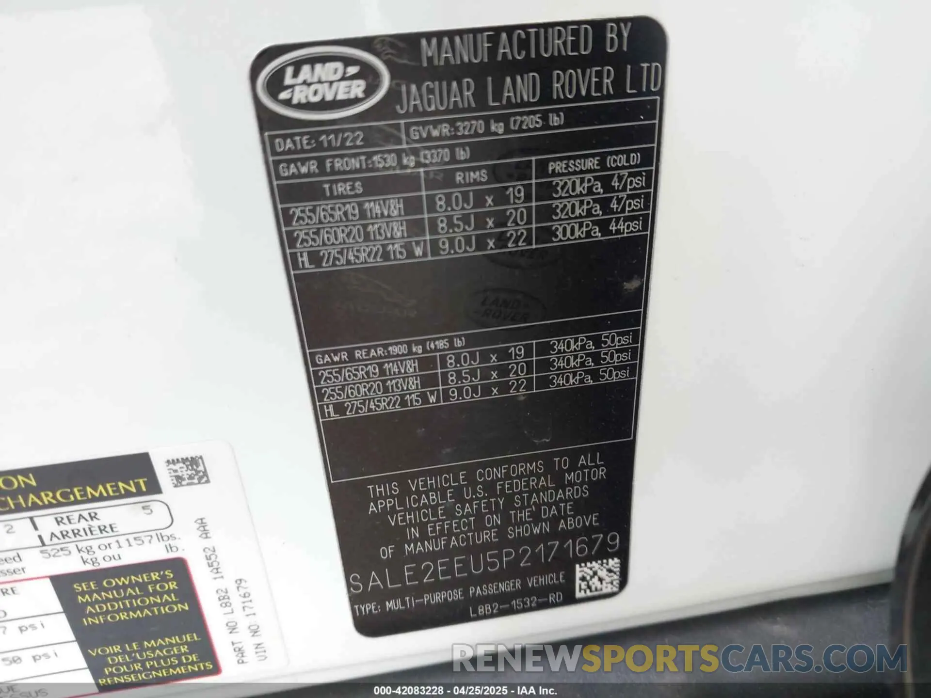 9 Фотография поврежденного автомобиля SALE2EEU5P2171679 LAND ROVER DEFENDER 2023