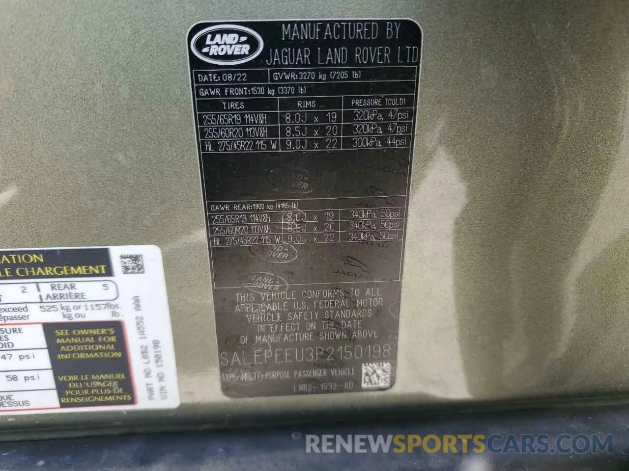 13 Фотография поврежденного автомобиля SALEPEEU3P2150198 LAND ROVER DEFENDER 2023