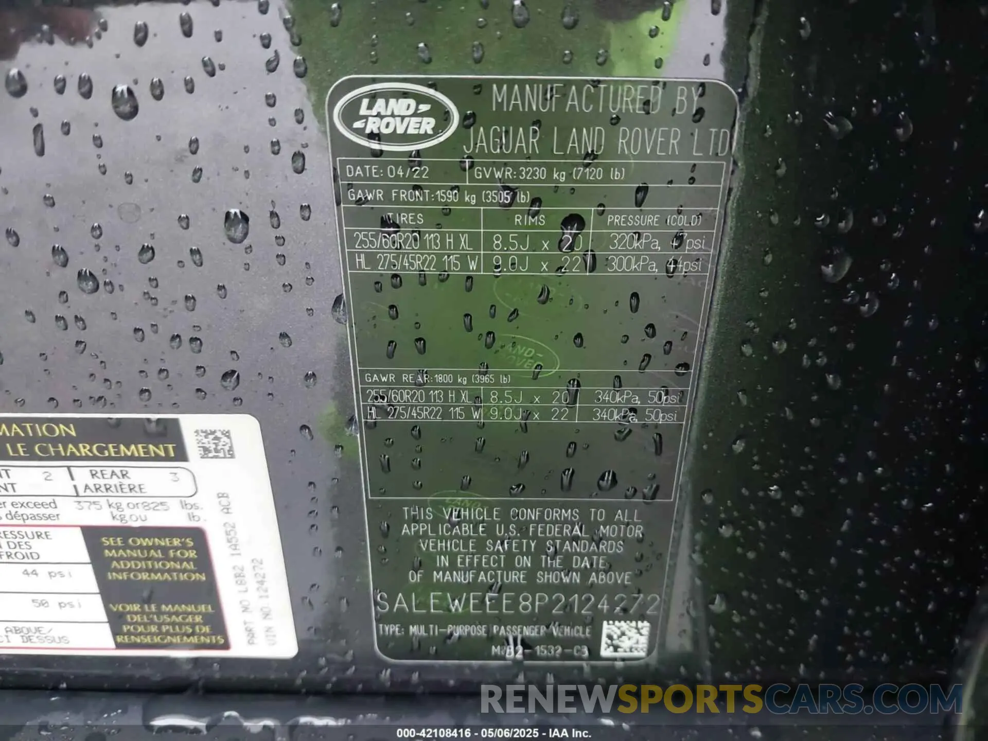 9 Фотография поврежденного автомобиля SALEWEEE8P2124272 LAND ROVER DEFENDER 2023