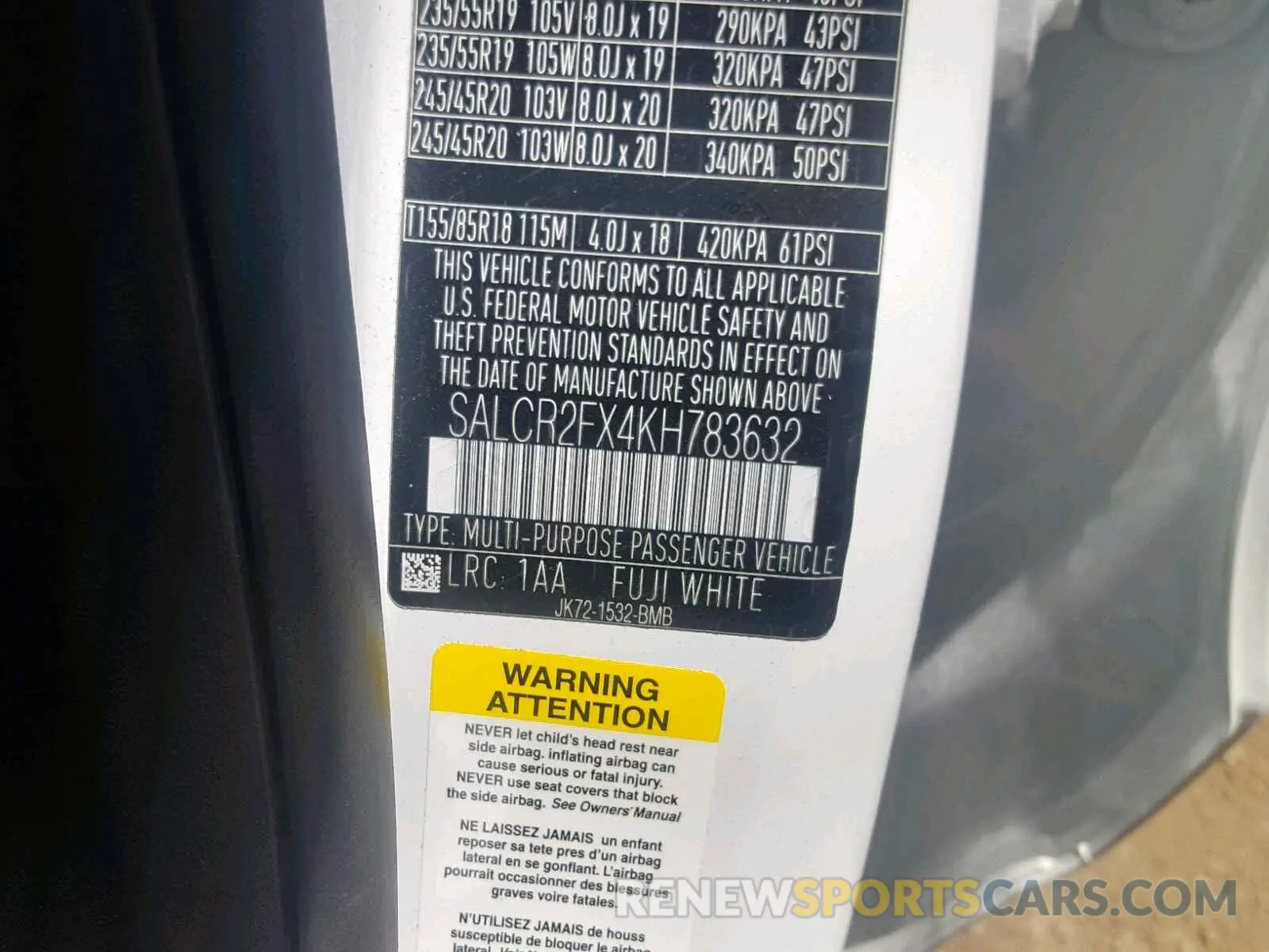 10 Photograph of a damaged car SALCR2FX4KH783632 LAND ROVER DISCOVERY 2019