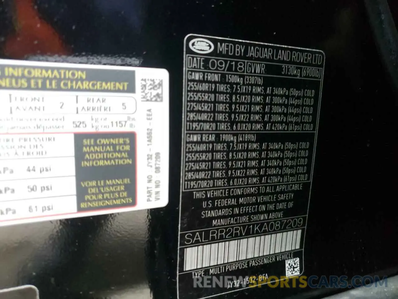10 Photograph of a damaged car SALRR2RV1KA087209 LAND ROVER DISCOVERY 2019