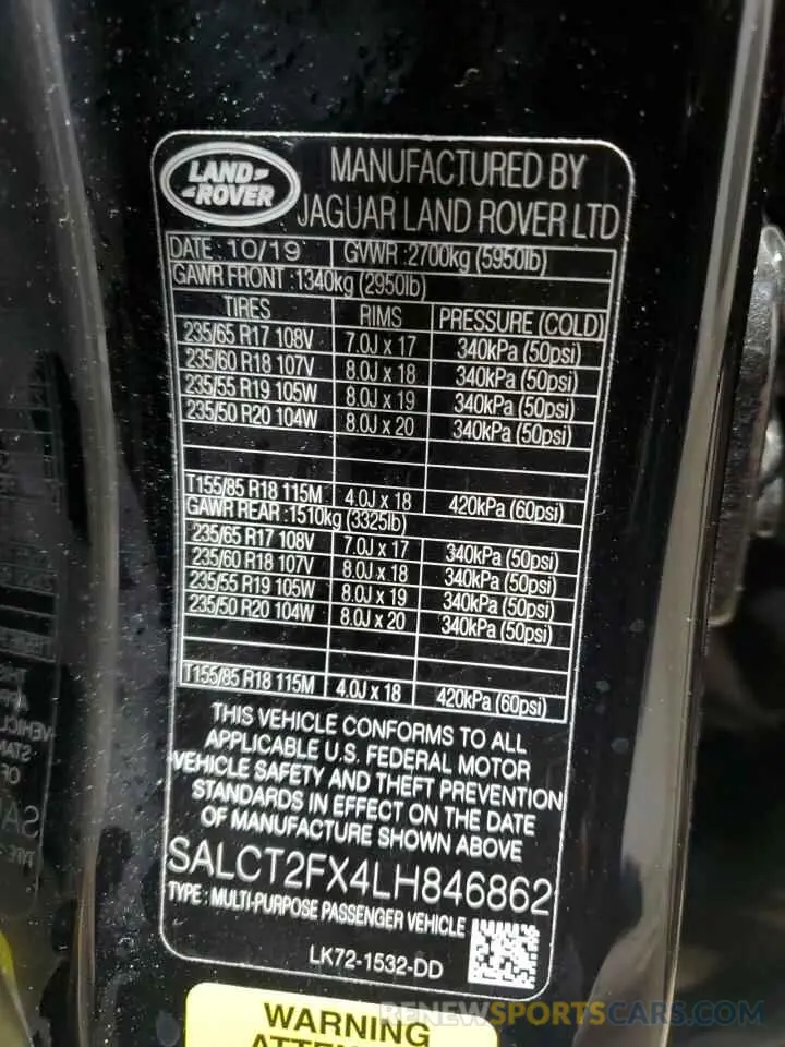 14 Фотография поврежденного автомобиля SALCT2FX4LH846862 LAND ROVER DISCOVERY 2020
