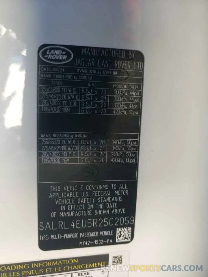 13 Фотография поврежденного автомобиля SALRL4EU5R2502059 LAND ROVER DISCOVERY 2024