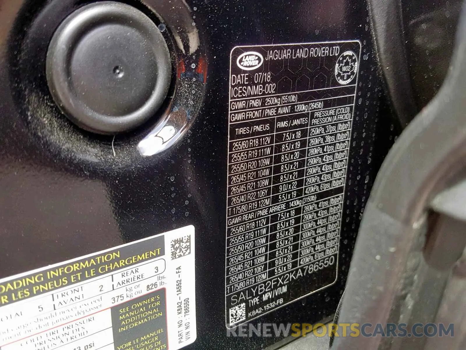10 Фотография поврежденного автомобиля SALYB2FX2KA786550 LAND ROVER RANGE ROVE 2019