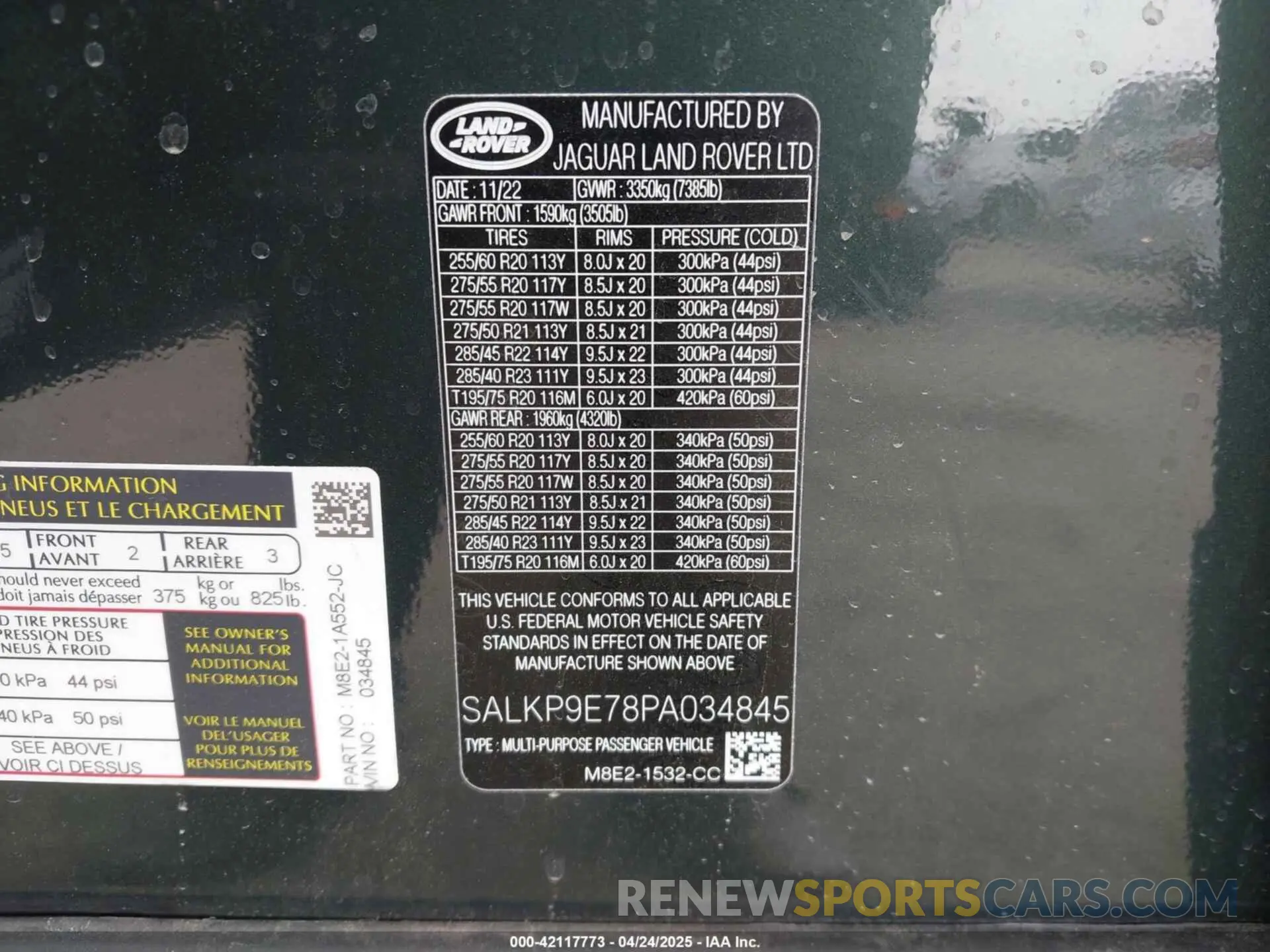 9 Фотография поврежденного автомобиля SALKP9E78PA034845 LAND ROVER RANGE ROVER 2023