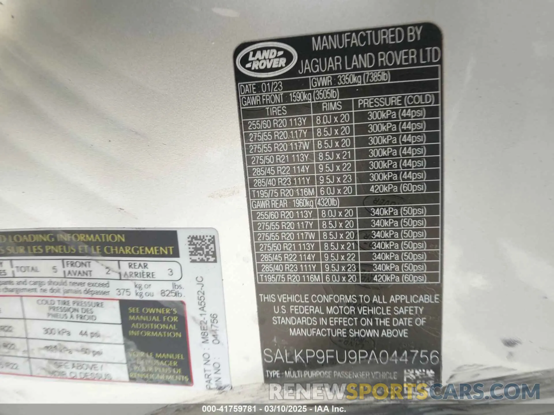 9 Фотография поврежденного автомобиля SALKP9FU9PA044756 LAND ROVER RANGE ROVER 2023