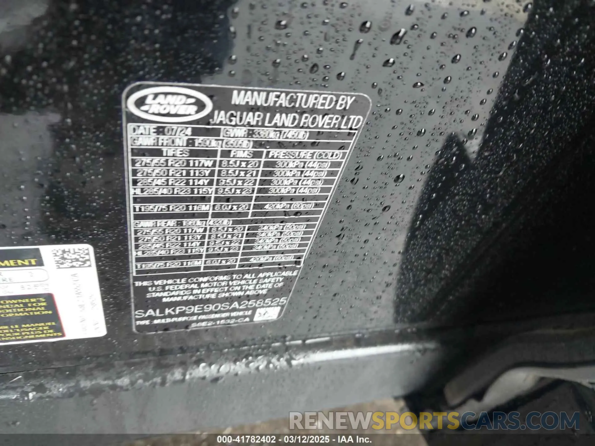9 Фотография поврежденного автомобиля SALKP9E90SA258525 LAND ROVER RANGE ROVER 2025