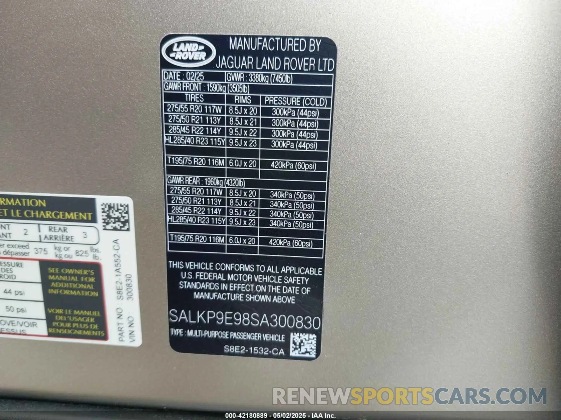9 Фотография поврежденного автомобиля SALKP9E98SA300830 LAND ROVER RANGE ROVER 2025