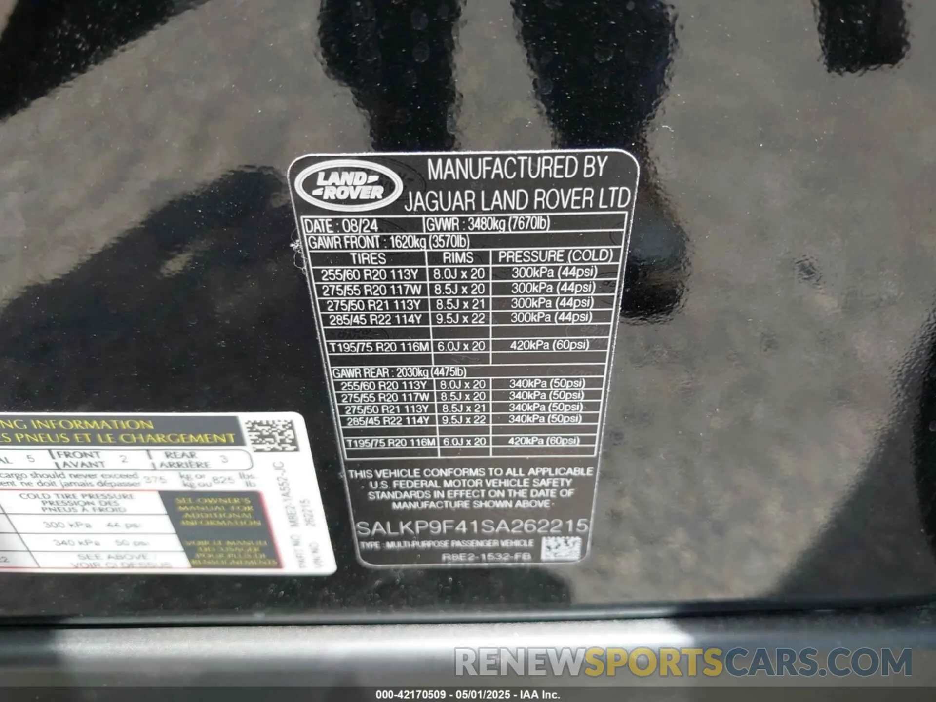 9 Фотография поврежденного автомобиля SALKP9F41SA262215 LAND ROVER RANGE ROVER 2025