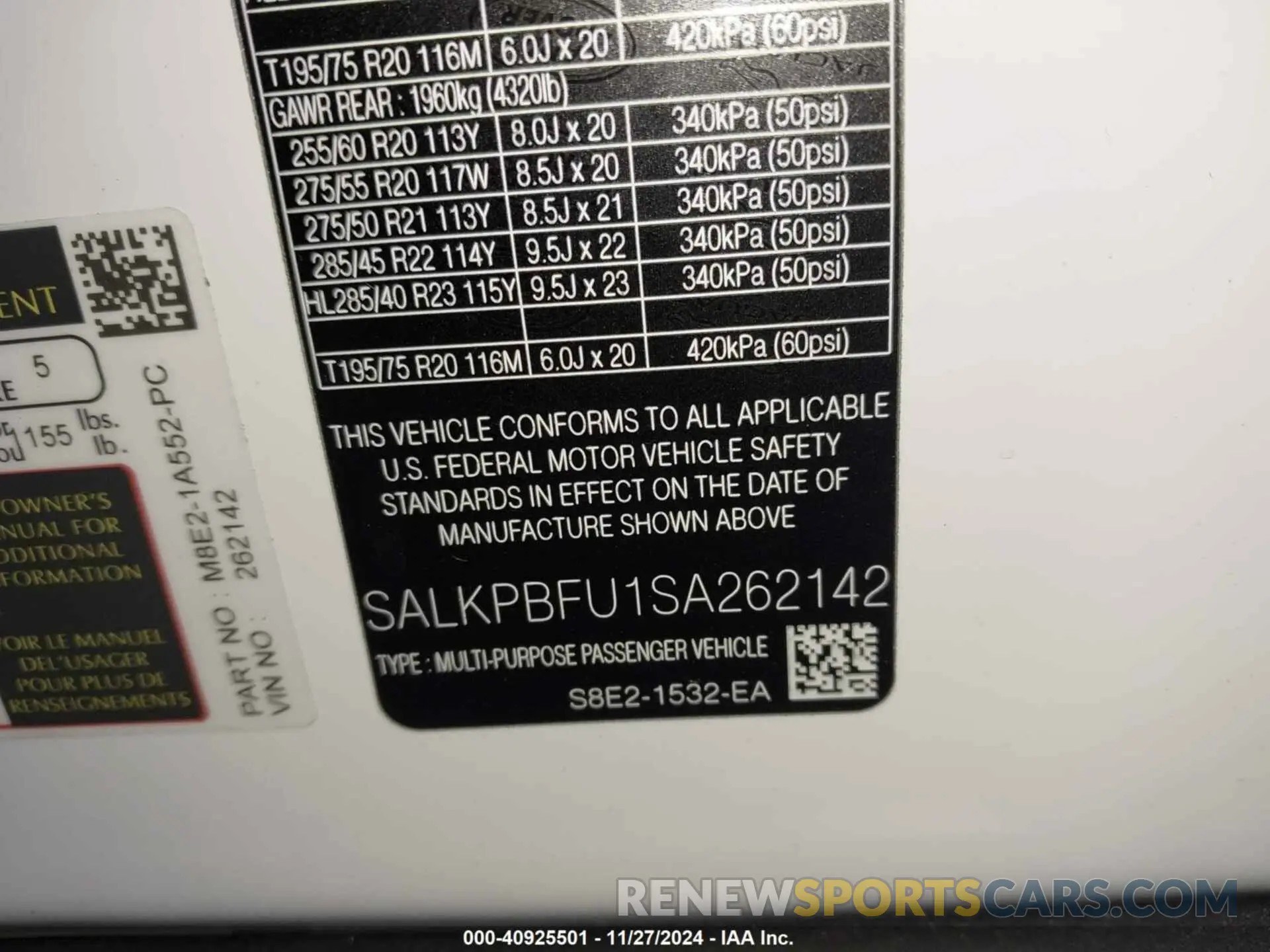 9 Фотография поврежденного автомобиля SALKPBFU1SA262142 LAND ROVER RANGE ROVER 2025
