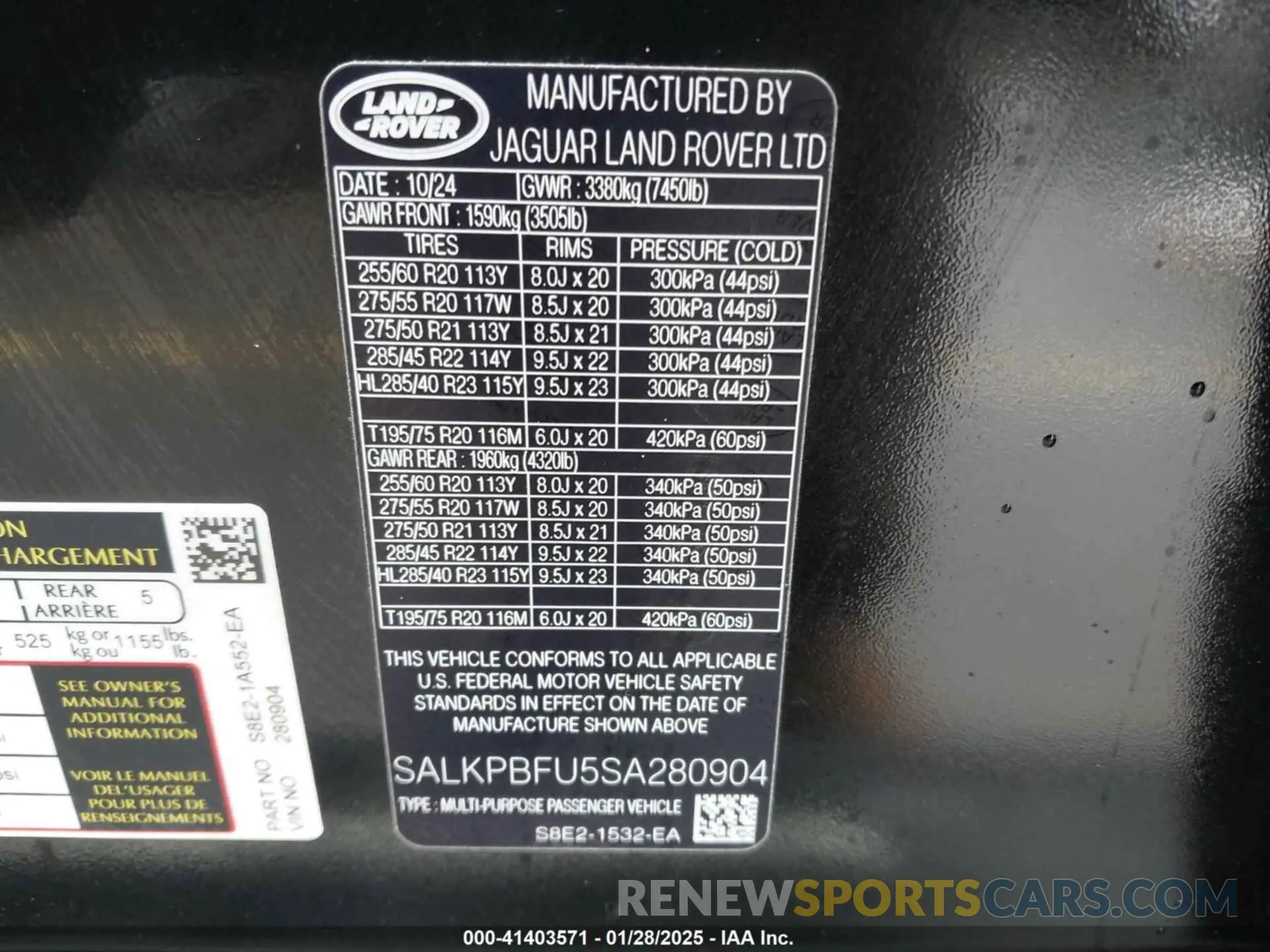 9 Фотография поврежденного автомобиля SALKPBFU5SA280904 LAND ROVER RANGE ROVER 2025