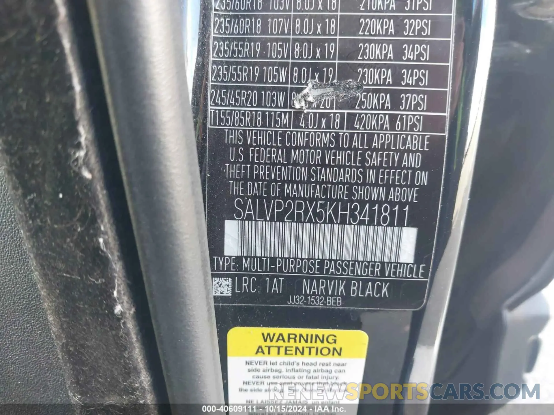 9 Photograph of a damaged car SALVP2RX5KH341811 LAND ROVER RANGE ROVER EVOQUE 2019