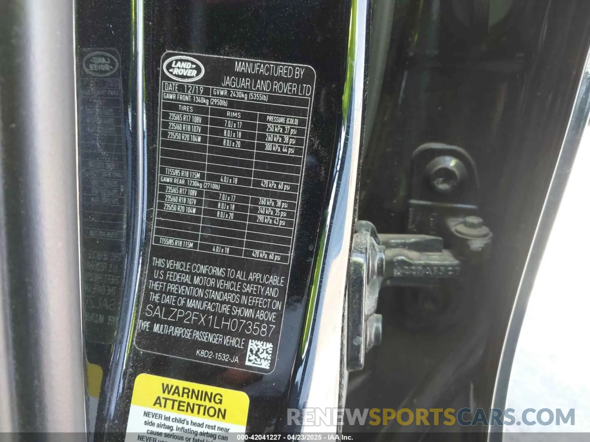 9 Фотография поврежденного автомобиля SALZP2FX1LH073587 LAND ROVER RANGE ROVER EVOQUE 2020