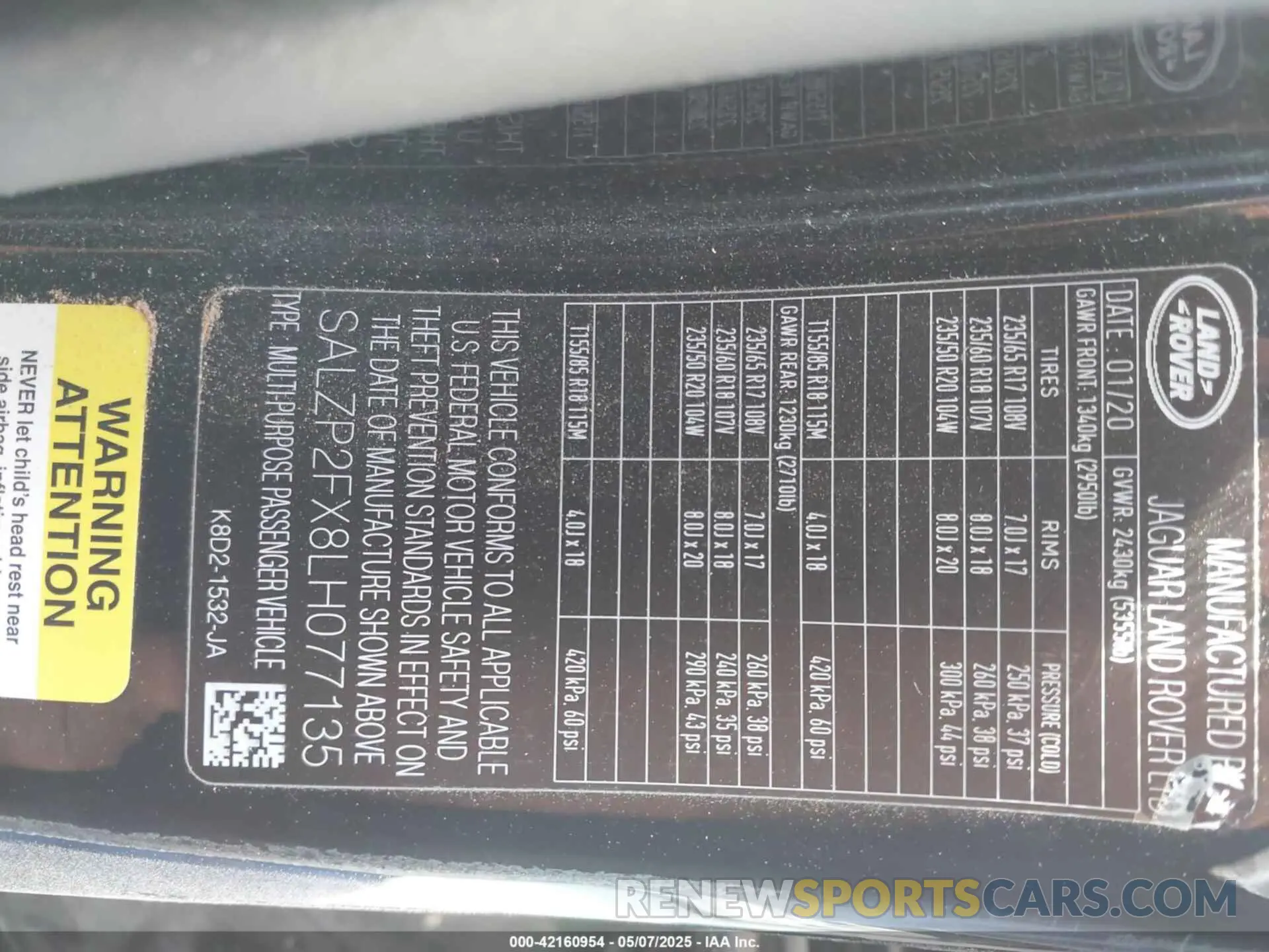 9 Photograph of a damaged car SALZP2FX8LH077135 LAND ROVER RANGE ROVER EVOQUE 2020