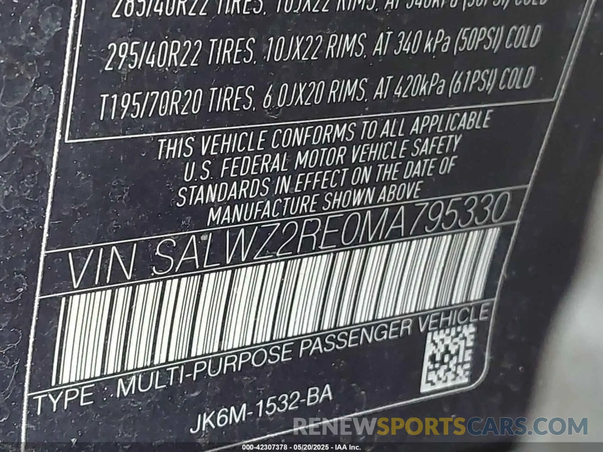 9 Фотография поврежденного автомобиля SALWZ2RE0MA795330 LAND ROVER RANGE ROVER SPORT 2021