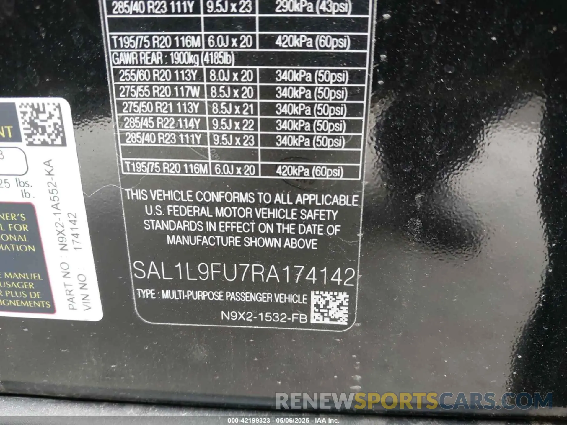9 Фотография поврежденного автомобиля SAL1L9FU7RA174142 LAND ROVER RANGE ROVER SPORT 2024