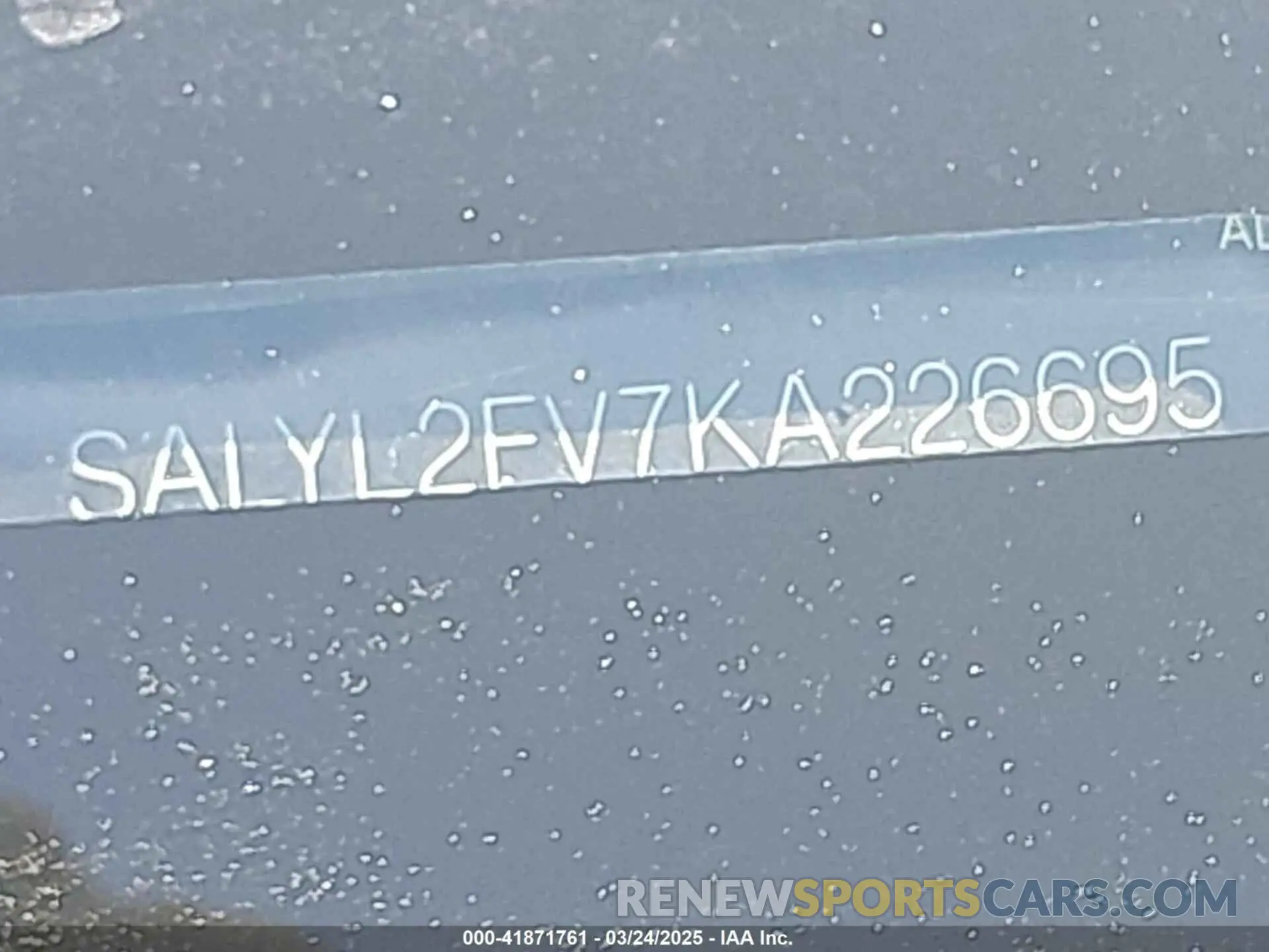 9 Фотография поврежденного автомобиля SALYL2FV7KA226695 LAND ROVER RANGE ROVER VELAR 2019