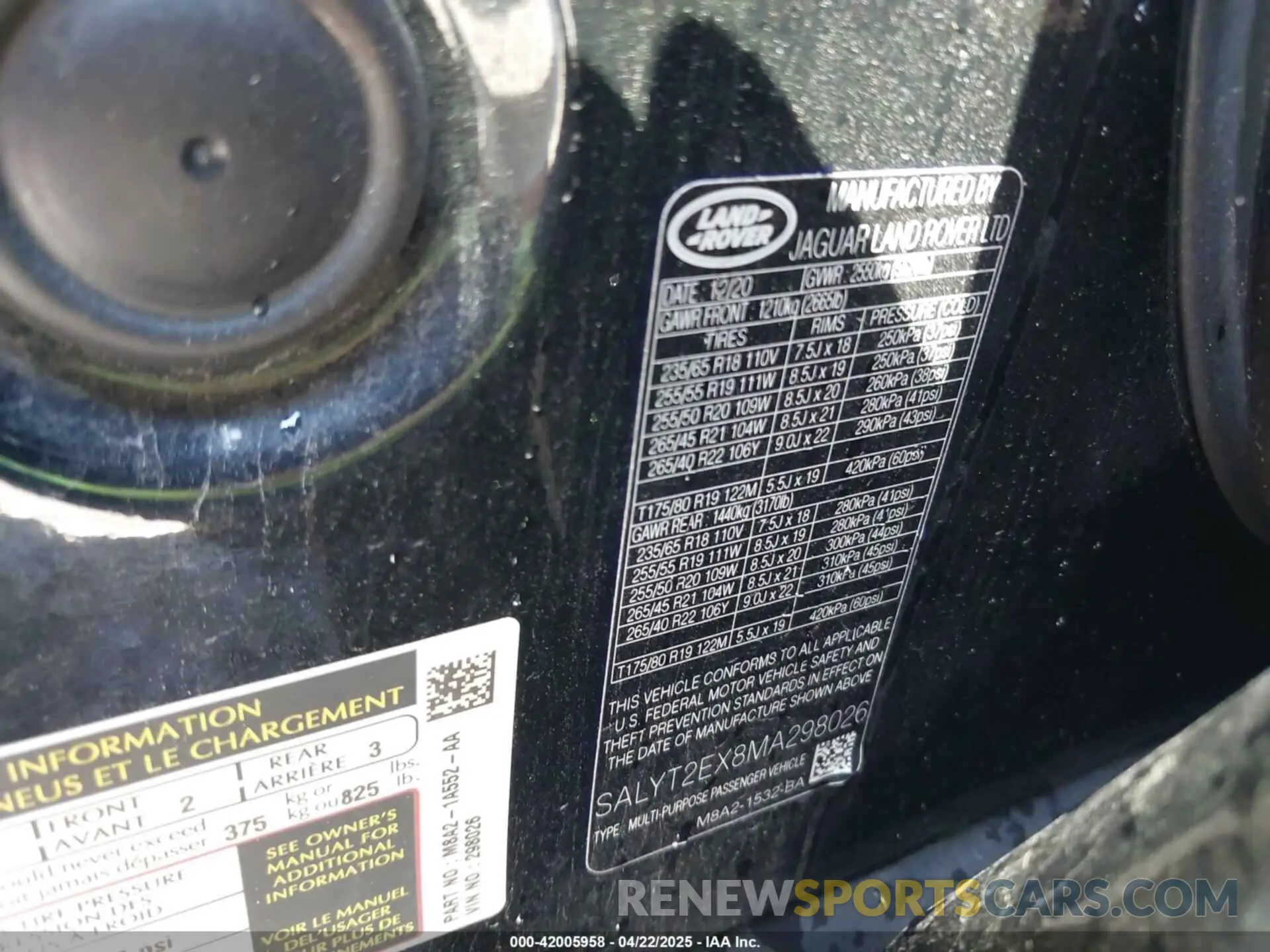 9 Photograph of a damaged car SALYT2EX8MA298026 LAND ROVER RANGE ROVER VELAR 2021