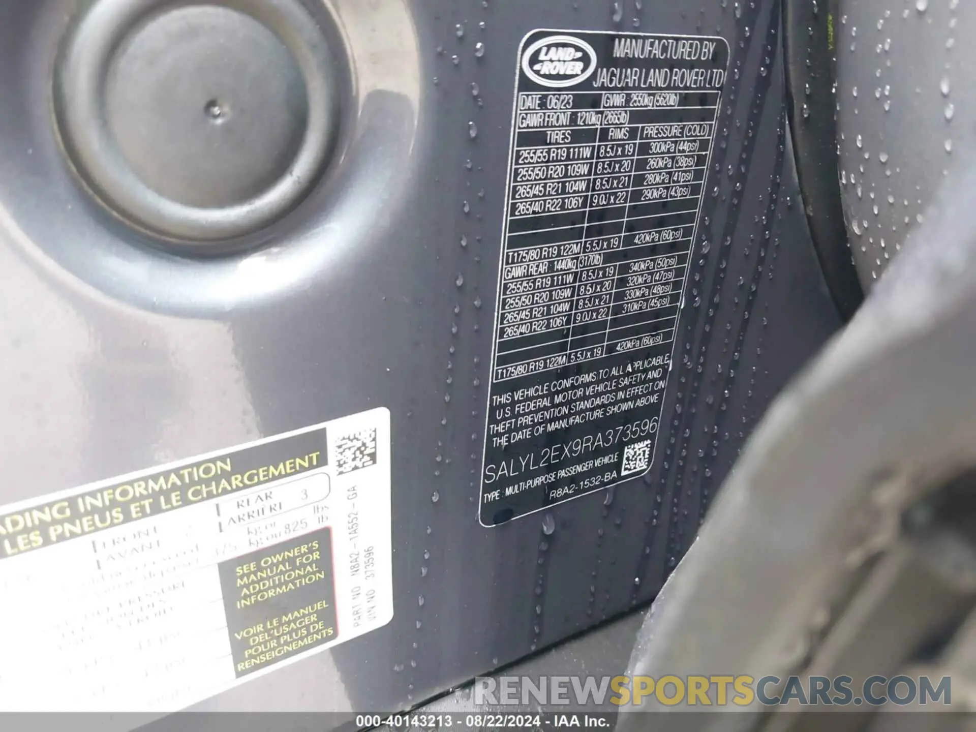 9 Фотография поврежденного автомобиля SALYL2EX9RA373596 LAND ROVER RANGE ROVER VELAR 2024