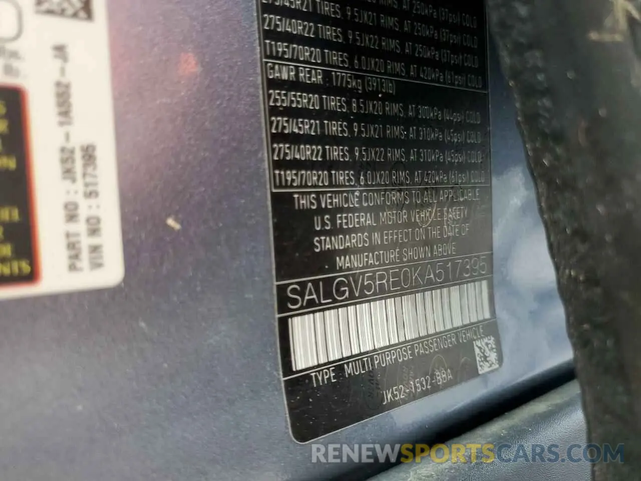 14 Photograph of a damaged car SALGV5RE0KA517395 LAND ROVER RANGEROVER 2019