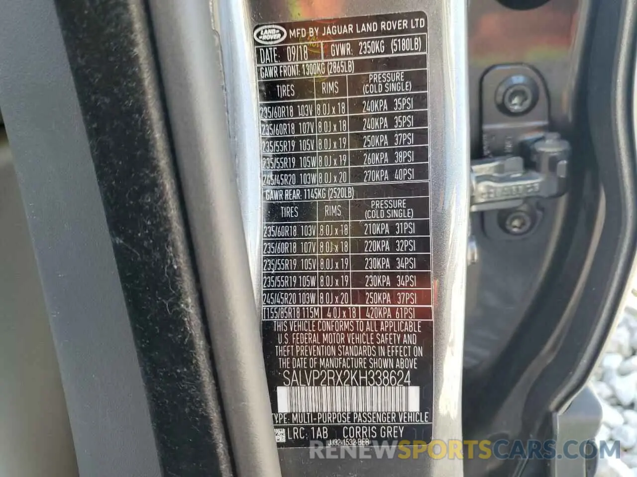 14 Photograph of a damaged car SALVP2RX2KH338624 LAND ROVER RANGEROVER 2019
