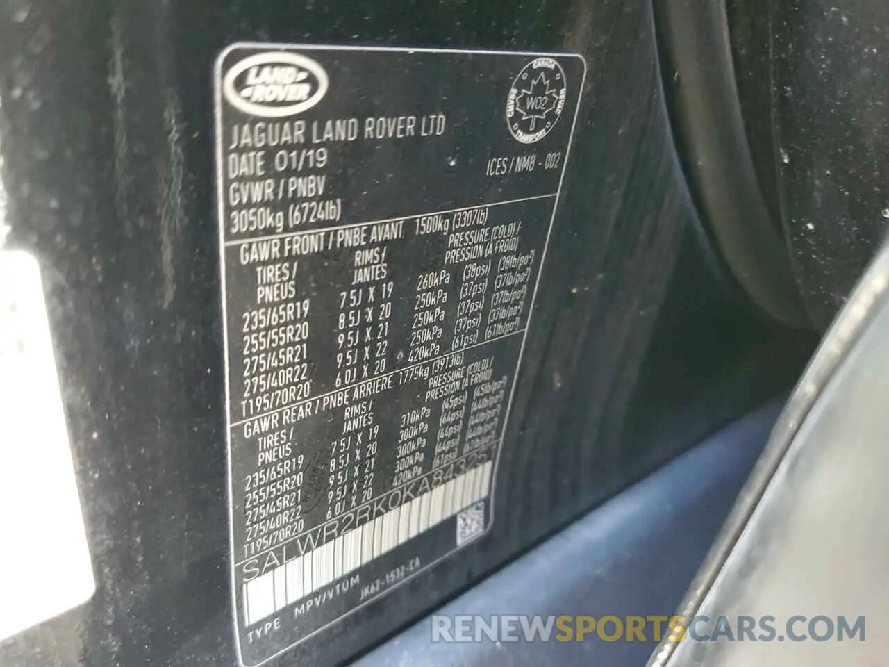 14 Photograph of a damaged car SALWR2RK0KA843251 LAND ROVER RANGEROVER 2019
