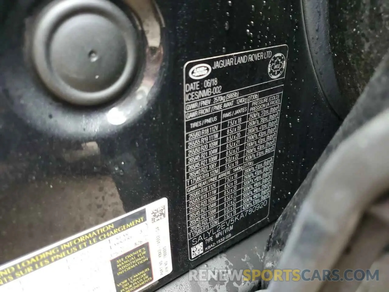 13 Photograph of a damaged car SALYL2EV5KA780920 LAND ROVER RANGEROVER 2019