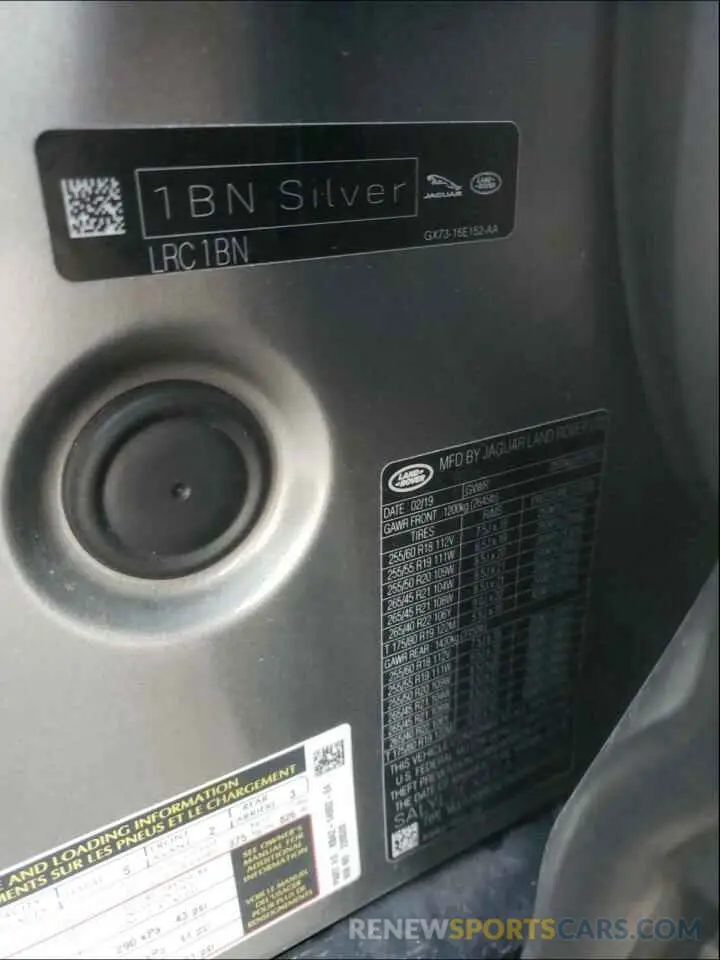 10 Photograph of a damaged car SALYL2EX4KA220520 LAND ROVER RANGEROVER 2019