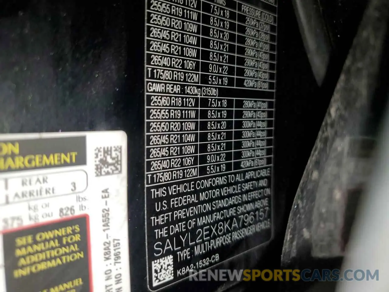 14 Photograph of a damaged car SALYL2EX8KA796157 LAND ROVER RANGEROVER 2019