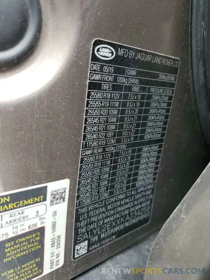 13 Photograph of a damaged car SALYL2EXXKA234258 LAND ROVER RANGEROVER 2019
